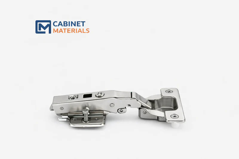 European soft-close cabinet hinge with integrated dowel mounting system