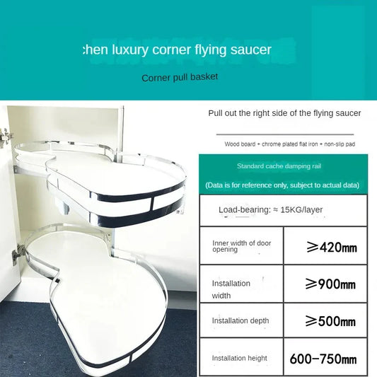 Blind corner cabinet organizer installed in base cabinet