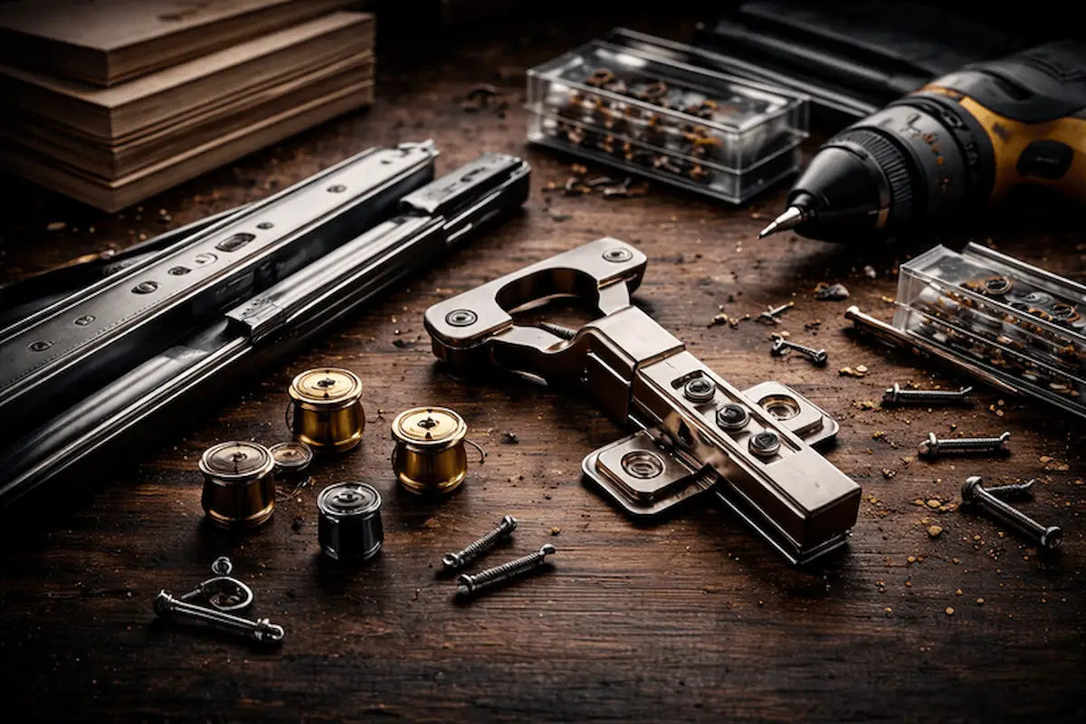 Wholesale cabinet hardware including soft-close drawer slides, hinges and organizers