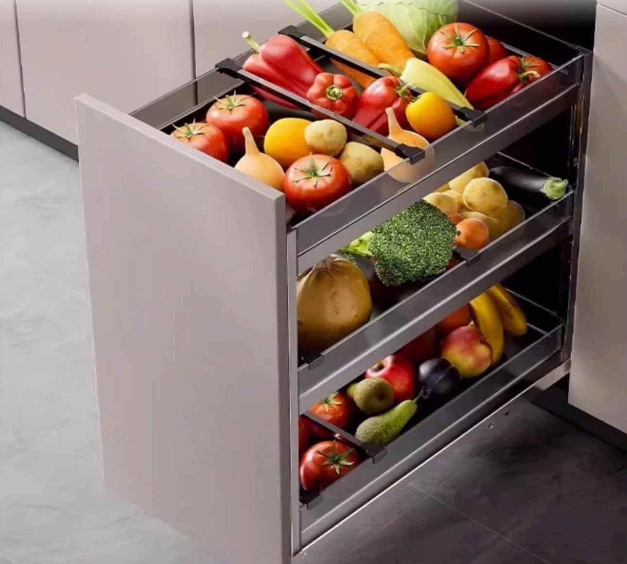 Cabinet storage with smart pull out design